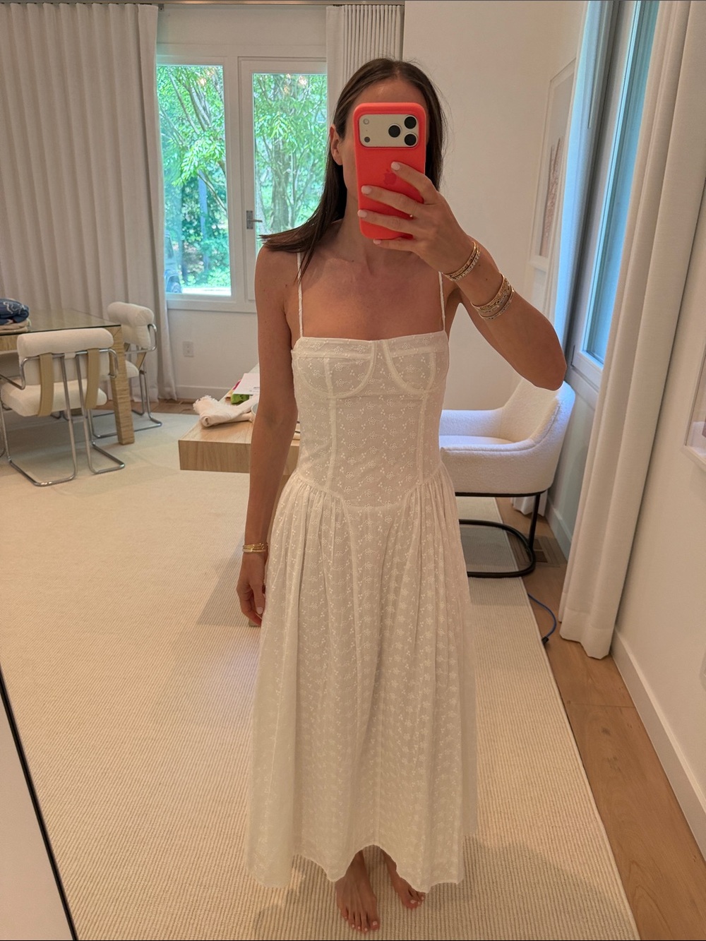 White Spaghetti-Strap Midi Dress